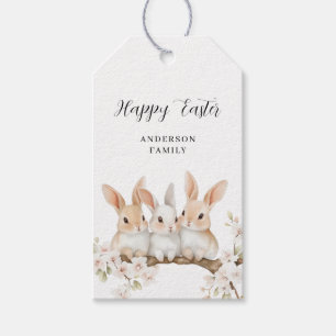 Cute Rabbit Floral Watercolor Easter Gift Tags