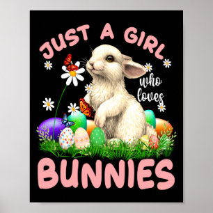 Cute Rabbit Flowers Butterfly Easter Bunny Poster