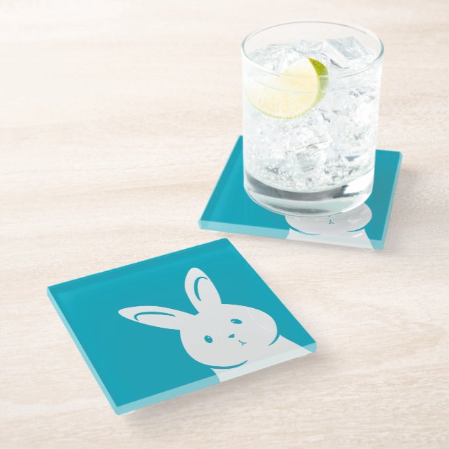 Cute Rabbit Glass Coaster (Angled)