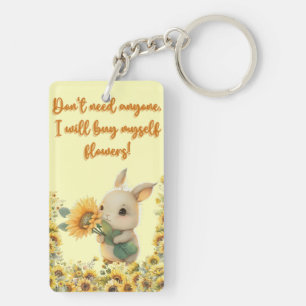 Cute Rabbit Holding Sunflower Acrylic Keychain