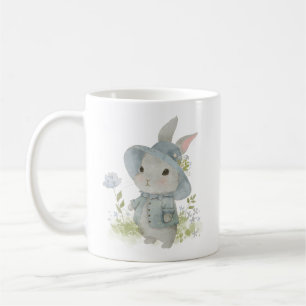 cute rabbit in a dress with flowers coffee mug