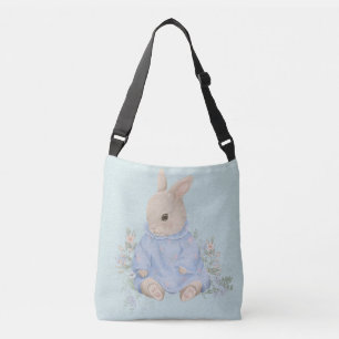 cute rabbit in a dress with flowers crossbody bag