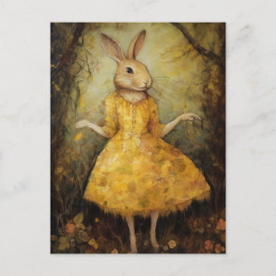 Cute Rabbit in a Yellow Dress Postcard