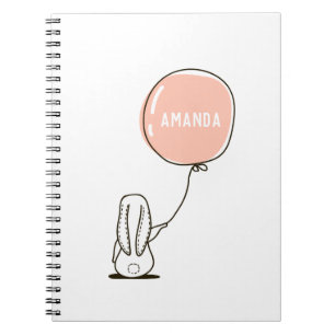 Cute rabbit. Kids funny bunny animal and balloon Notebook