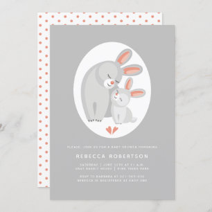 Cute rabbit mother and bunny baby shower invitation