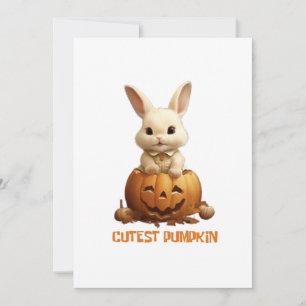 Cute Rabbit on Pumpkin - Adorable Autumn Bunny Invitation