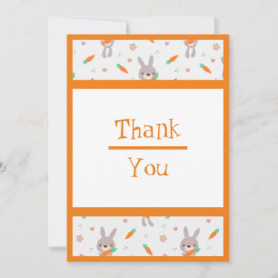 Cute Rabbit Orange Boy Girl Thank You Card