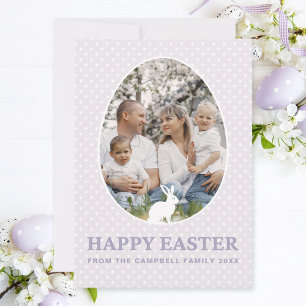 Cute Rabbit Pastel Egg Shape Photo Easter Card