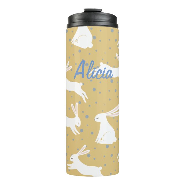 Cute Rabbit Pattern Design - Customizable Thermal Tumbler (Front)