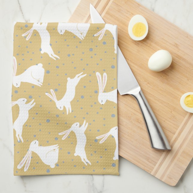 Cute Rabbit Pattern Design Kitchen Towel (Quarter Fold)