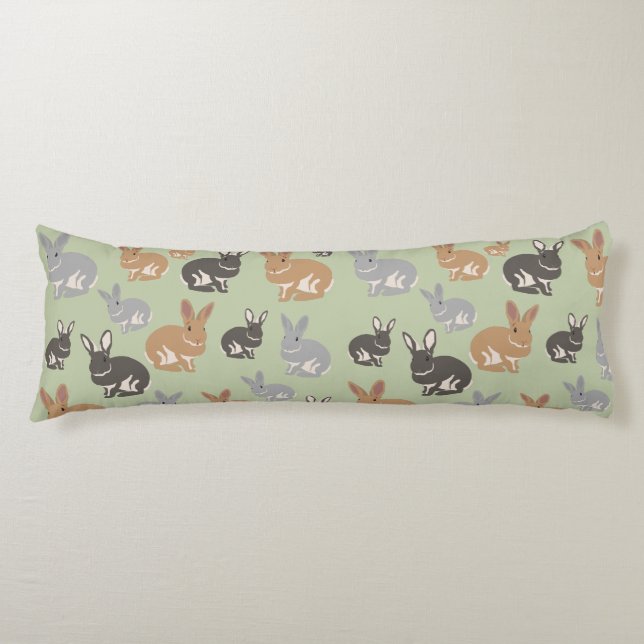 Cute Rabbit Pattern Neutral Colours  Body Pillow (Front)