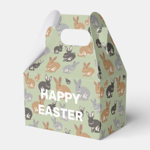 Cute Rabbit Pattern Neutral Colours Happy Easter Favor Box