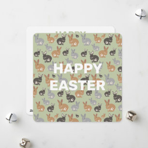 Cute Rabbit Pattern Neutral Colours Happy Easter Holiday Card