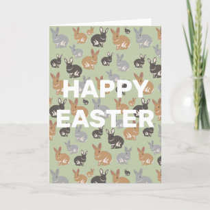 Cute Rabbit Pattern Neutral Colours Happy Easter Holiday Card