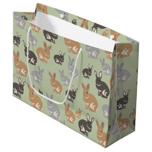 Cute Rabbit Pattern Neutral Colours Large Gift Bag