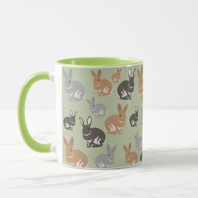 Cute Rabbit Pattern Neutral Colours Mug (Left)