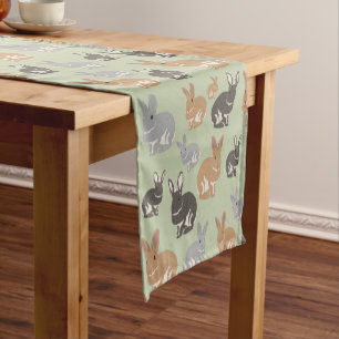 Cute Rabbit Pattern Neutral Colours Short Table Runner