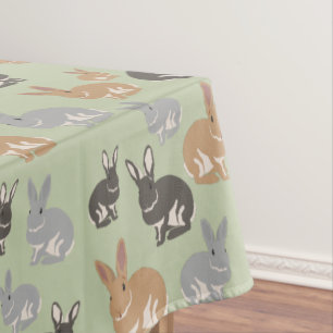 Cute Rabbit Pattern Neutral Colours Tablecloth