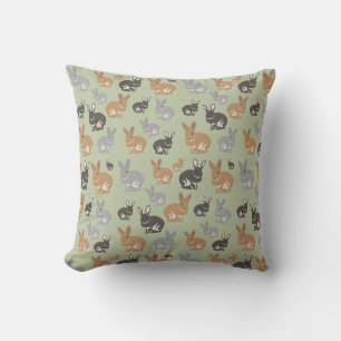 Cute Rabbit Pattern Neutral Colours  Throw Pillow