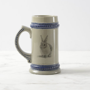 Cute Rabbit Pencil Drawing Beer Stein
