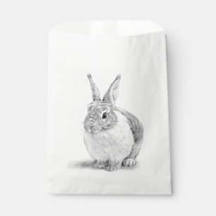 Cute Rabbit Pencil Drawing Favour Bag