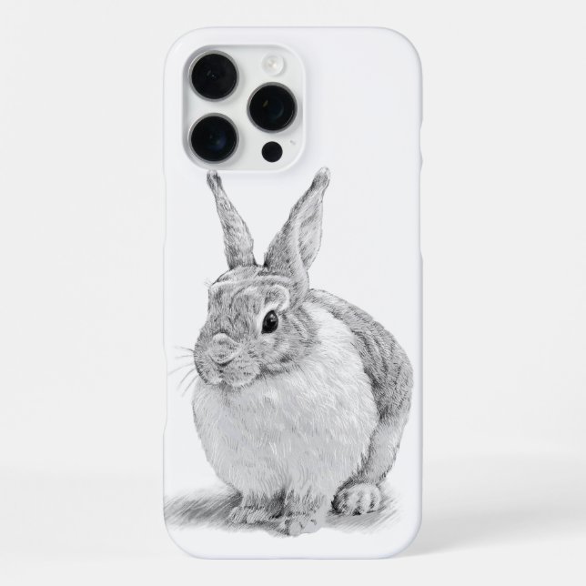 Cute Rabbit Pencil Drawing iPhone Case (Back)