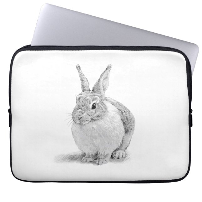 Cute Rabbit Pencil Drawing Laptop Sleeve (Front)