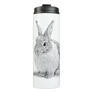 Cute Rabbit Pencil Drawing Thermal Tumbler