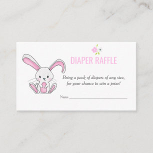 Cute Rabbit Pink Diaper Raffle Girl Baby Shower Enclosure Card