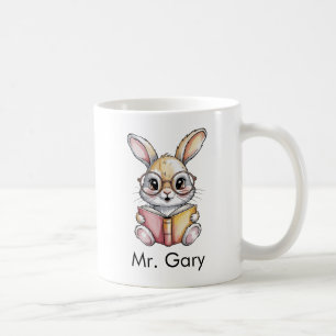 Cute Rabbit Reading a Book Custom Coffee Mug