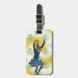 Cute rabbit Scottish highland dancer Luggage Tag