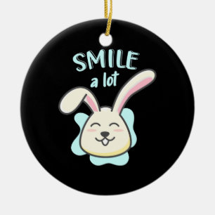 Cute Rabbit Smile A Lot Ceramic Ornament