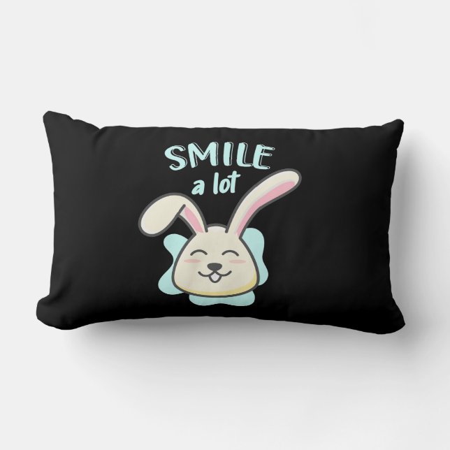 Cute Rabbit Smile A Lot Lumbar Pillow (Front)
