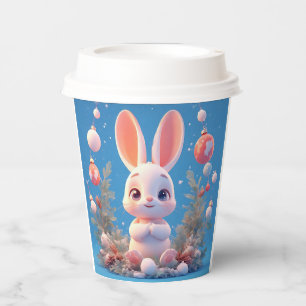 Cute Rabbit Surrounded by Decorations Paper Cups