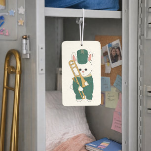 Cute Rabbit Trombone Player Illustration Green Gol Air Freshener