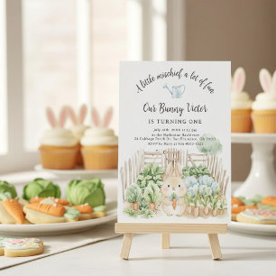 Cute Rabbit Veggie Garden Party First Birthday  Invitation
