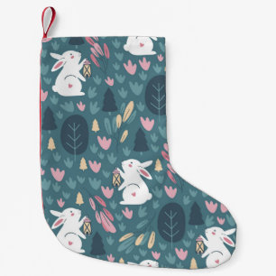 Cute rabbit: vintage seamless print. small christmas stocking