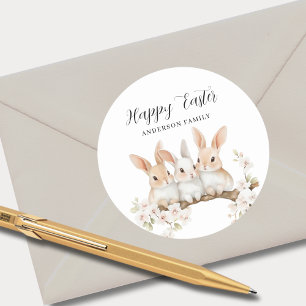 Cute Rabbit Watercolor Easter  Classic Round Sticker