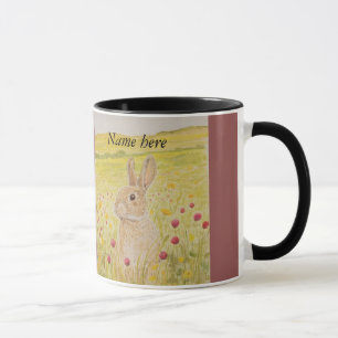 Cute Rabbit, wildflowers Mug