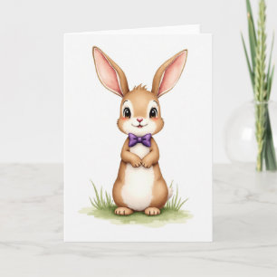 Cute Rabbit With Bow Tie Card