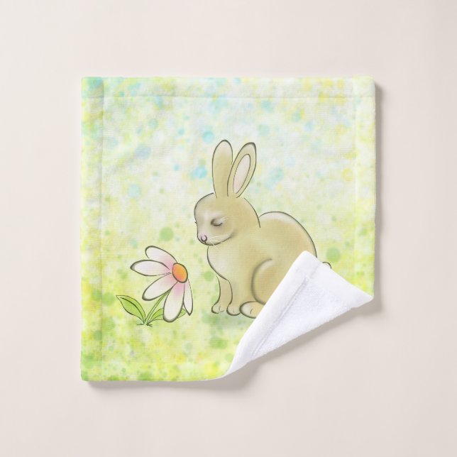 Cute Rabbit with Daisy Wash Cloth (Wash Cloth)