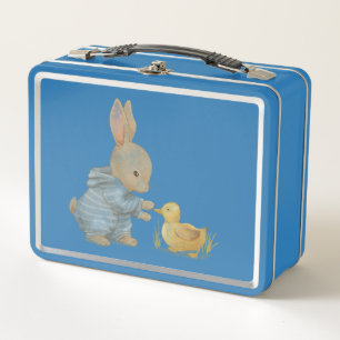 cute rabbit with duck metal lunch box