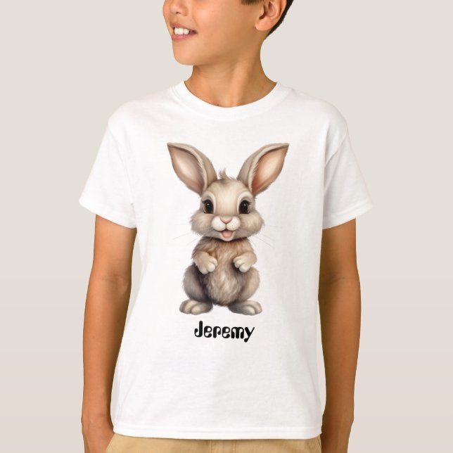 Cute Rabbit with editable name T-Shirt (Front)