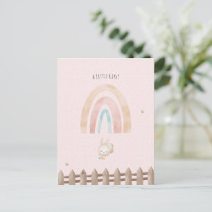 Cute Rabbit With Rainbow Baby Girl Daughter Postcard