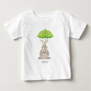 Cute rabbit with umbrella custom name  baby T-Shirt