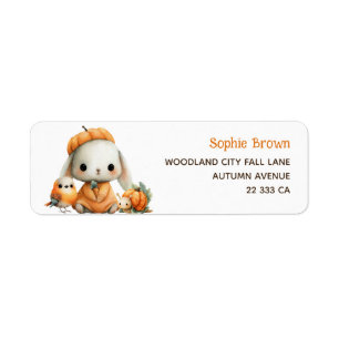 Cute Rabbit Woodland Animals Fall Return Address 