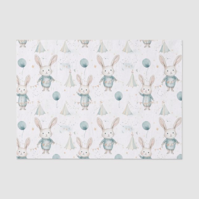 CUte rabbits at a circus Tissue Paper (Front)