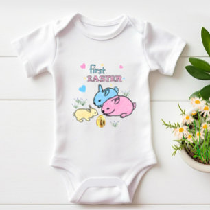 Cute rabbits  baby bodysuit