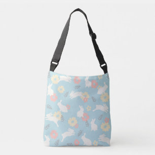 Cute Rabbits Flowers Pattern Crossbody Bag