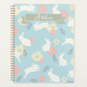Cute Rabbits Flowers Pattern Planner